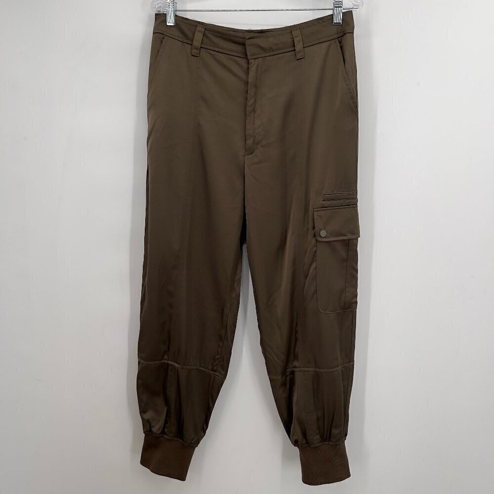 Title: Zara Olive Green Satin High Rise Jogger Cargo Pants M